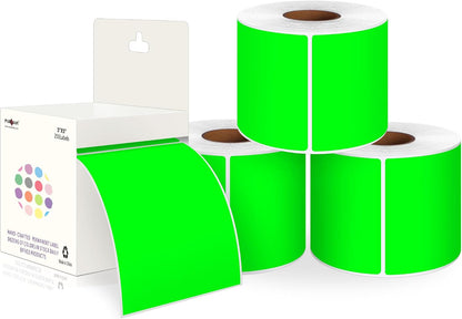 PARLAIM 3 X 5 Inch Rectangle Adhesive Color Coding Stickers,Square Inventory Stickers -250 Per Dispenser Box (Fluorescent Green)