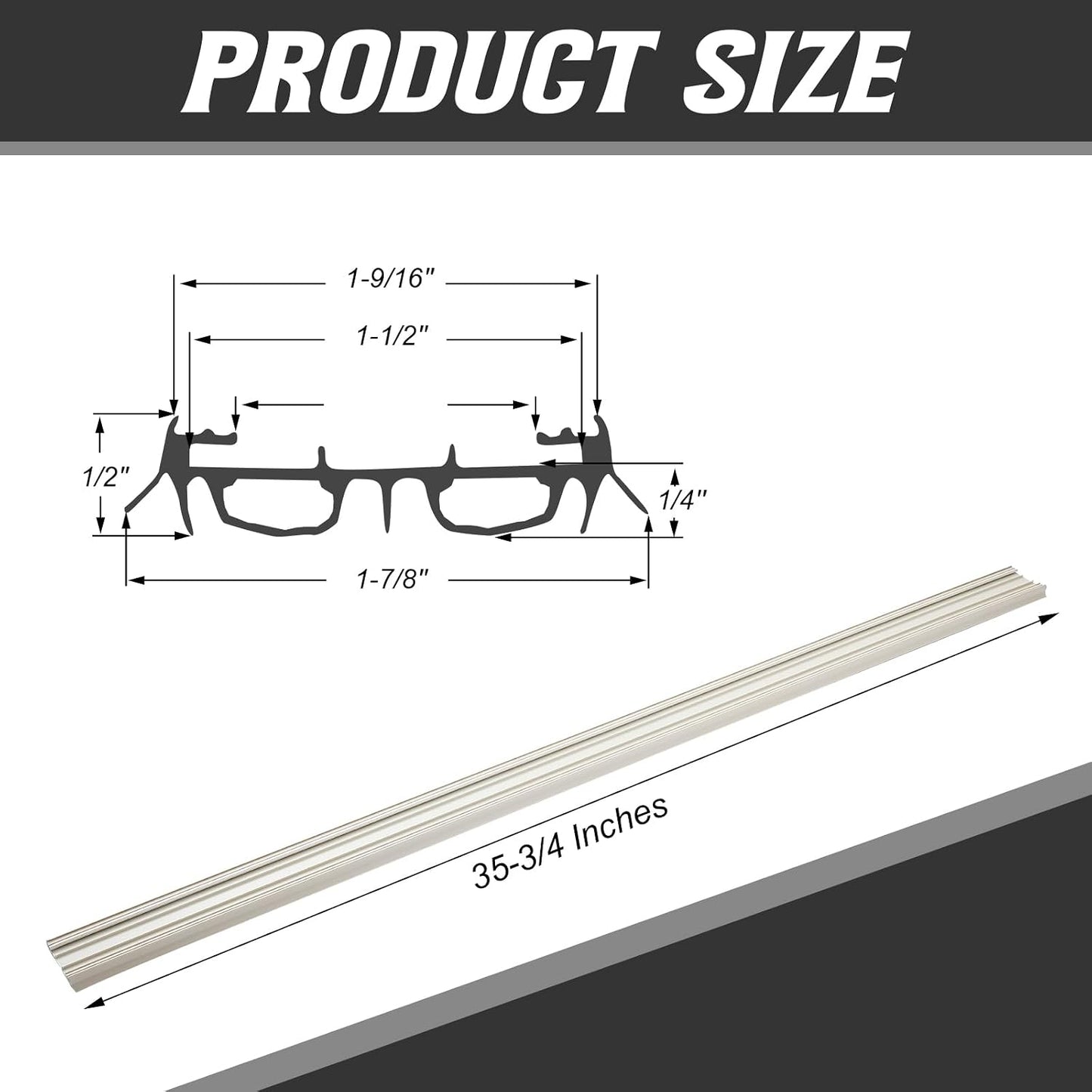 Pushglossy 2 Pack Slide on Door Sweep 35-3/4 Inches Double Bulb Weatherstrip Bottom Seal Compatible with Taylor Door for Energy Efficiency and Draft Protection
