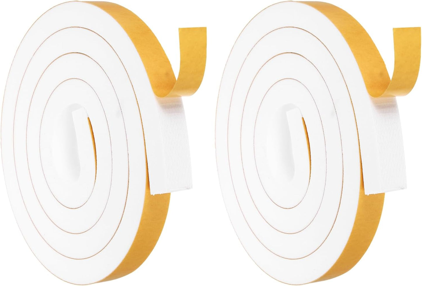 MECCANIXITY Weather Door Seal Strip Tape, Door Insulation Stripping Single Side Strong Self Adhesive Foam Tape Gap Filler for Door, Window, 1/4 Inch x 1/16 Inch x 32 Feet White 2 Pack