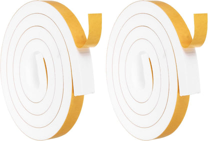 MECCANIXITY Weather Door Seal Strip Tape, Door Insulation Stripping Single Side Strong Self Adhesive Foam Tape Gap Filler for Door, Window, 1/4 Inch x 1/16 Inch x 32 Feet White 2 Pack