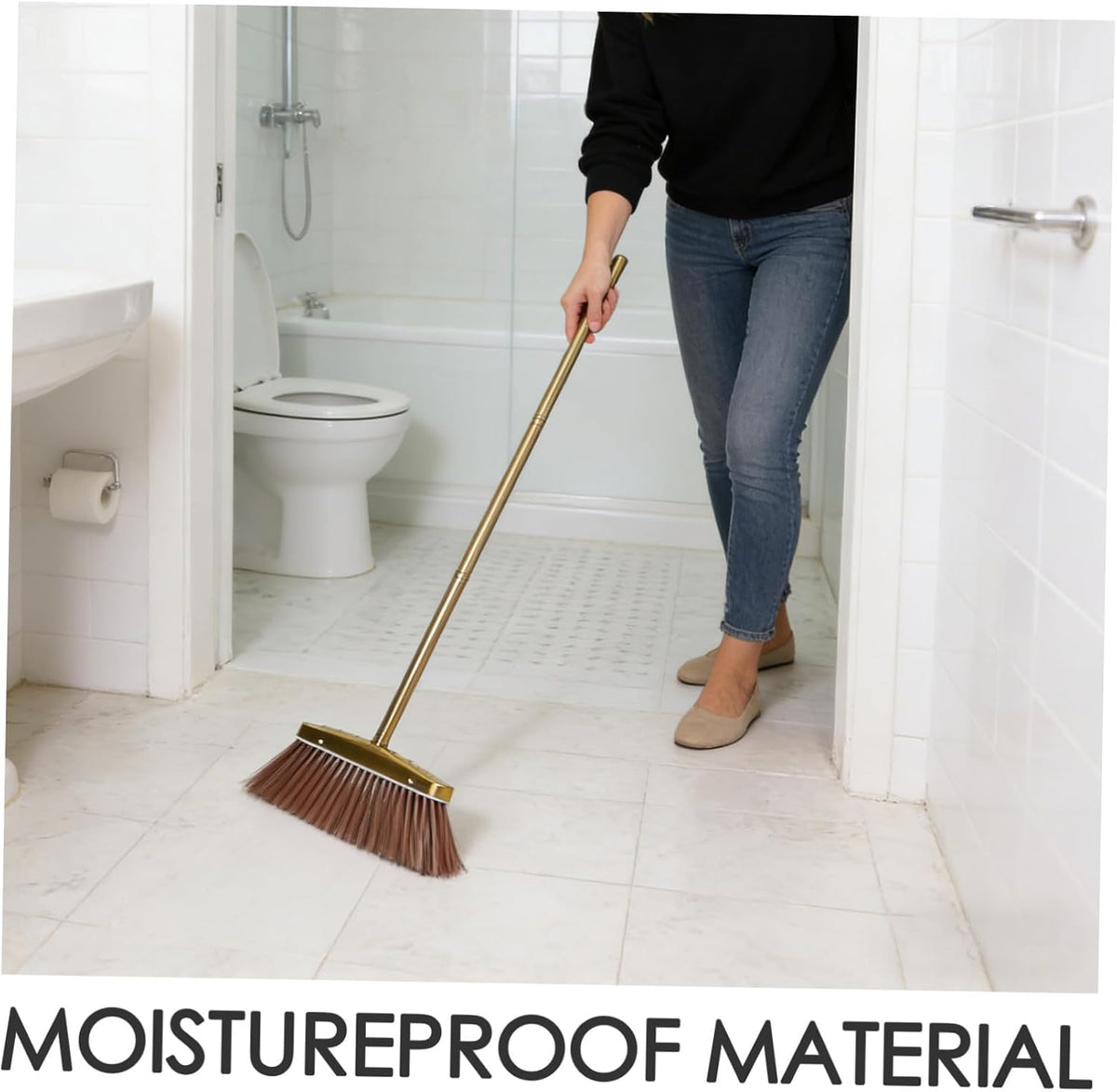 Thick Stainless Steel Broom with Detachable Handle, Weather Resistant Heavy Duty House Broom for Indoor and Outdoor Patio Yard Cleaning