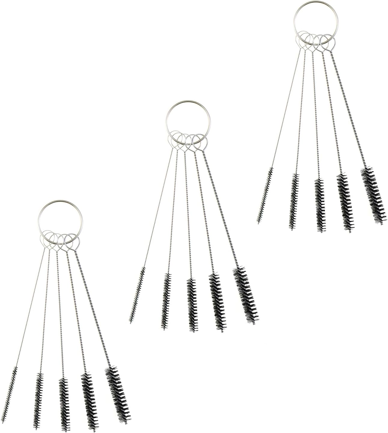 MEETOOT 15-Piece 4-Inch Nylon Tube Brush Set, Straw Cleaning Brush, Carburetor Cleaning Brush, Small Wire Brush, Cleaning Tools, Black