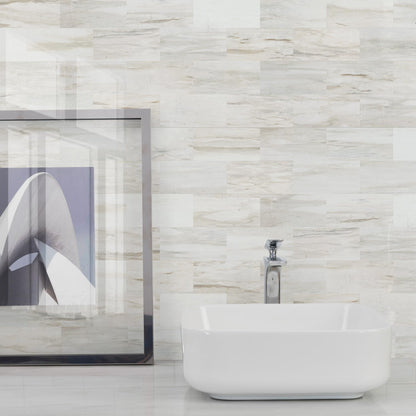 STICKGOO 10-Sheet Subway Tile Peel and Stick Backsplash, Seamless Design Polished Eurasia Beige Kitchen Backsplash Wall Tiles, Glossy Surface Waterproof Stick on Tile for Bathroom, RV, Fireplace