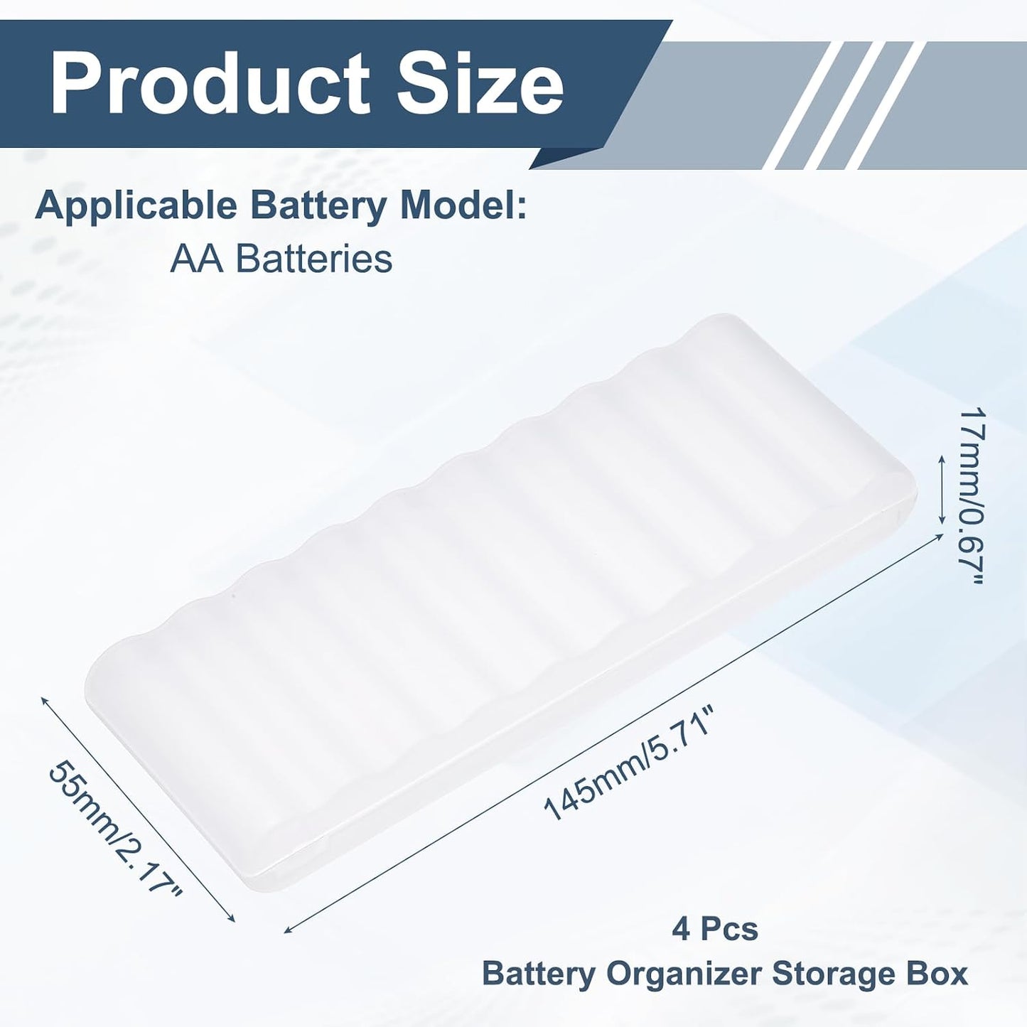 MECCANIXITY Battery Organizer Storage Box, 10 x AAA Batteries Plastic Clear Battery Storage Case Holder Garage Container Portable Organizer for Travelling, Home, Office, Garage (Pack of 2)