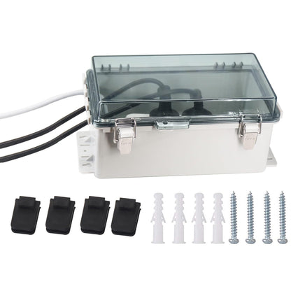 Electrical Box Outdoor Waterproof Box IP55 Junction Box Extension Cord Cover Outlet Covers,Connection Box Protect Power Strip, Timer Outlet, Clear 8.9 x 4.9 x 4.3 Inch