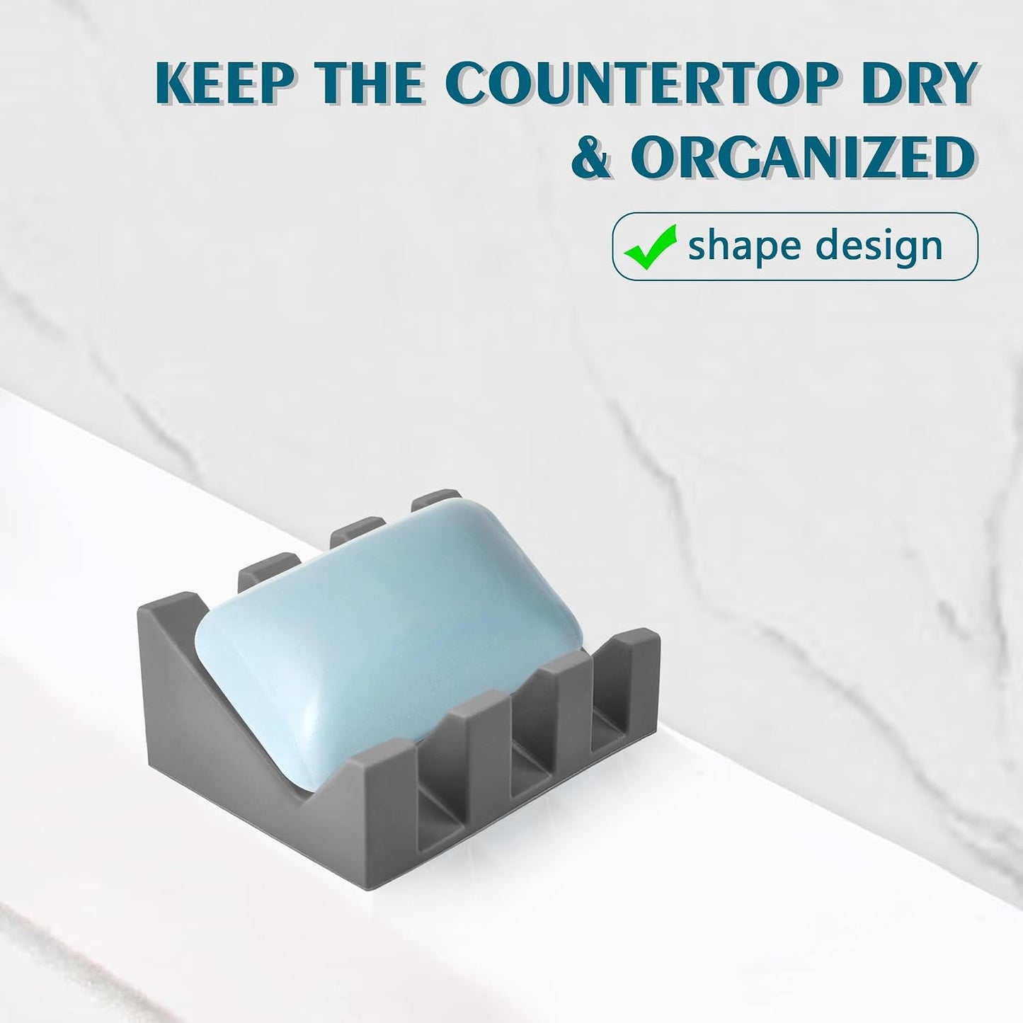 Self Draining Soap Dish Holder,Silicone Soap Dish,for Bathroom,Kitchen, Sponges，Can Extend Soap Life，Keep Soap Bars Dry and Easy Cleaning (White,1-Pack) - Colors A