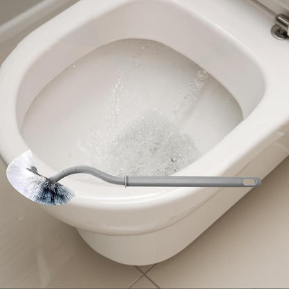 5pcs Curved Handle Toilet Bowl Brush Set Under Rim Cleaning Heads, Gray Plastic Bathroom Decontamination Brushes for Restroom Hygiene and Deep Crevice Cleaning