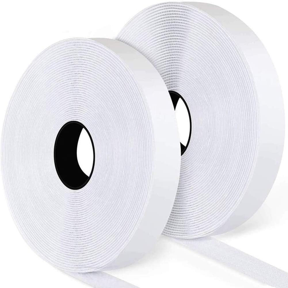 41Ft x 1 Inch Self Adhesive Strips, Heavy Duty Strong Back Sticky Fastening Tape,Nylon Fabric Fastener Mounting Tapes for Sewing, Crafting,DIY- Indoor or Outdoor Use (White)