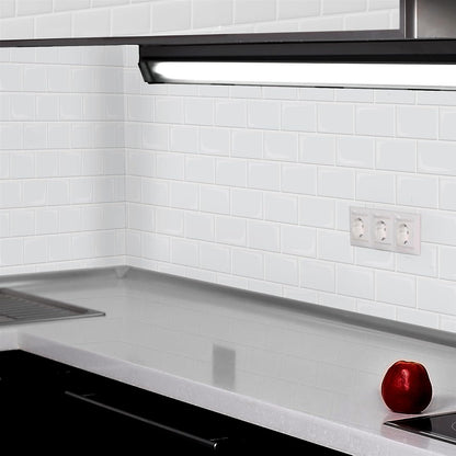 WALPLUS 20 Sheets Peel and Stick Kitchen Backsplash Tile Stickers Self Adhesive Stick on Subway Tile 12" x 6" Bathroom Splashback Water Heat Resistant 3D Wall Tiles Pure White Gray