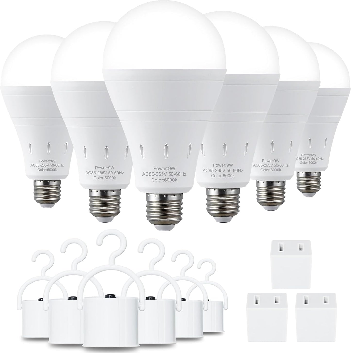 DEBAOBULB 4 Pack Rechargeable Emergency Light Bulbs, Battery Powered LED Light Bulb 6000K Daylight E26 120 Volt 9W 60W Equivalent with 1200mAh for Home Power Outage Camping Hurricane