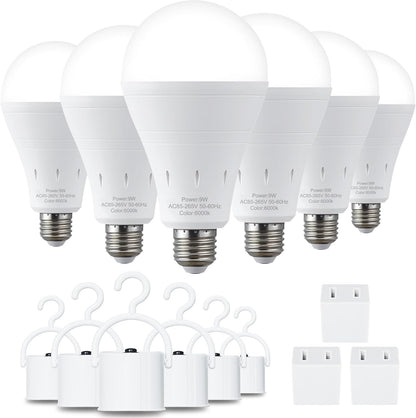 DEBAOBULB 4 Pack Rechargeable Emergency Light Bulbs, Battery Powered LED Light Bulb 6000K Daylight E26 120 Volt 9W 60W Equivalent with 1200mAh for Home Power Outage Camping Hurricane