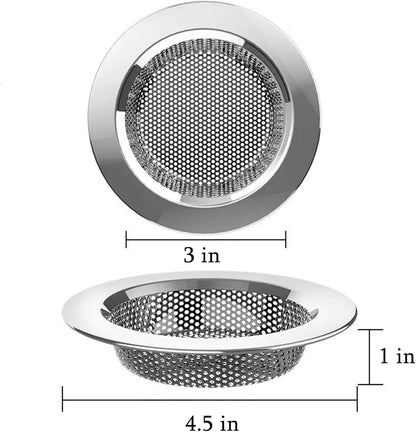 Kitchen Sink Strainer Basket Stainless Steel - Sink Drain Cover with Wide Rim, for Most Kitchen Sinks Anti-Clogging 4.5 in (2pc Silver)