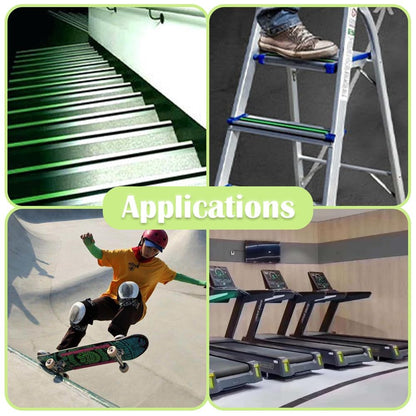 1Roll 5cmx5m Anti-Slip Traction Tape with Glow in the Dark Stripe, Waterproof Non-Skid Adhesive for Stairs, Steps, Outdoor & Indoor Use, High-Traction Safety Treads for Kids & Seniors (Black)