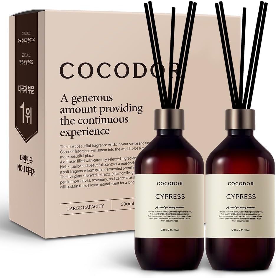 COCODOR Premium Reed Diffuser/Black Cherry /16.9oz /2 Pack/Large Capacity Fragrance Scent Oil Stick Diffuser Set for Bedroom Bathroom Home Décor