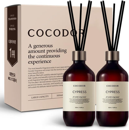 COCODOR Premium Reed Diffuser/Black Cherry /16.9oz /2 Pack/Large Capacity Fragrance Scent Oil Stick Diffuser Set for Bedroom Bathroom Home Décor