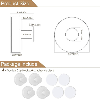 ZESLMG Adhesive Hooks for Shower, Black Self Sticky Hooks for Glass Window Kitchen Wall, Removable Bath Robe Loofah Door Wreath Coat Towel Hook No Damage for Hanging, 2 Pack