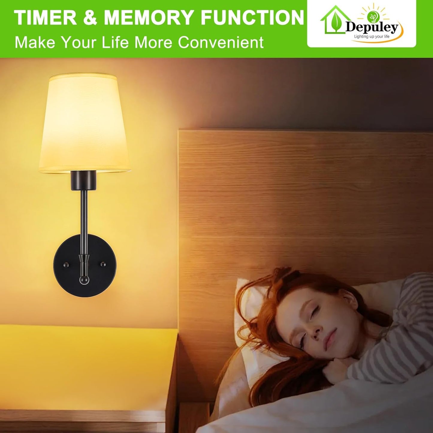 Depuley Battery Operated Wall Sconce: Set of 2 Wireless Wall Lights with 10000mAh Dimmable Bulbs and Remote for Bedroom - Rechargeable 15 Colors Gold Wall Lamp for Living Room Hallway