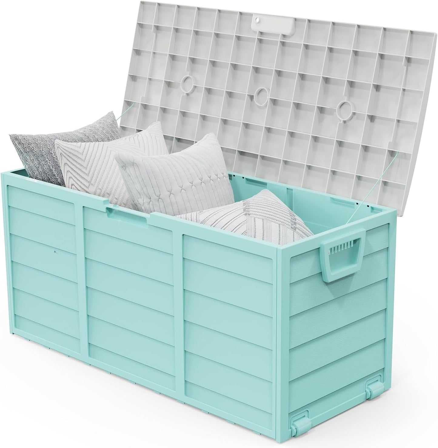 VINGLI 75 Gallon Outdoor Storage Box, Lockable Plastic Storage Containers with Lid, Patio Deck Box Furniture for Garden, Pool, Balcony, Yard (Coffee)