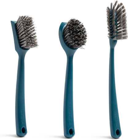 Full Circle Clean Ocean, Heavy Duty Dish Brush, Tough Bristles and Built-in Scraper, Perfect for Cast Iron, Sustainably Made 100% From Recycled Ghost Fishing Nets