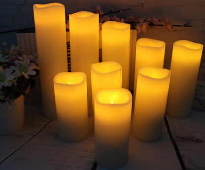 Vinkor Flameless Candles Battery Operated Candles Real Wax Pillar LED Candles with 10-Key Remote and Cycling 24 Hours Timer (Ivory Set of 12 （D: 3" x H: 4"）)