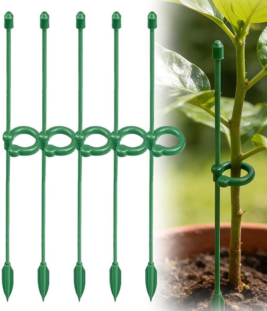 Adjustable Plant Support Stakes with Clips for Tomato and Flower | Garden Plant Support Sticks 10.6/14.6in, Monstera Plant Support, Plant Holder for Indoor Outdoor Plants Vegetable