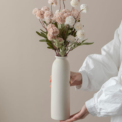 Ceramic Vase Set-3, Small Flower Vases for Decor, Modern Boho Farmhouse Style, Decorative Vases for Pampas Grass & Dried Flowers, Distressed Finish (Beige)