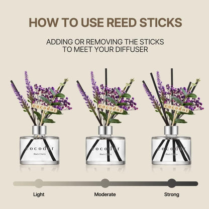 COCODOR Flower Reed Diffuser Set / 6.7oz / Cashmere Vanilla/Scent Diffuser with Sticks Home Fragrance Reed Diffuser for Bathroom Shelf Decor