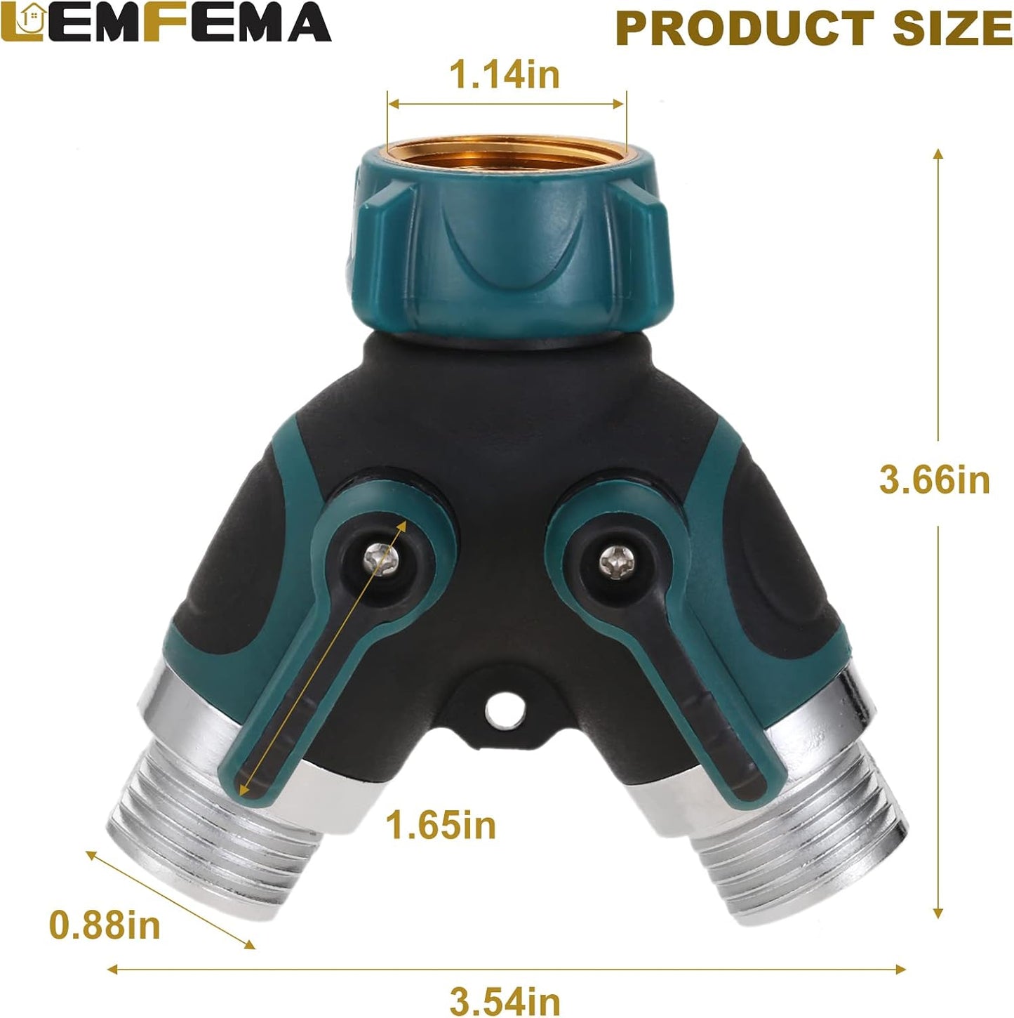 2 Way Garden Hose Splitter, 3/4" Y Garden Hose Connector with Comfortable Rubberized Grip , 2 Faucet Extension Hose spring Protectors and 4 Hose Rubber Washer