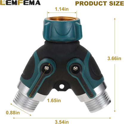 2 Way Garden Hose Splitter, 3/4" Y Garden Hose Connector with Comfortable Rubberized Grip , 2 Faucet Extension Hose spring Protectors and 4 Hose Rubber Washer