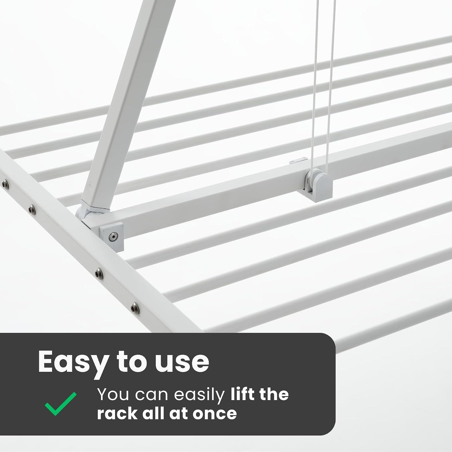 foxydry Mini, Ceiling Mounted Clothes Drying Rack, Pulley Clothesline, Vertical Folding Laundry Drying Rack 21.26" D x 59.84" W x 9.84" H