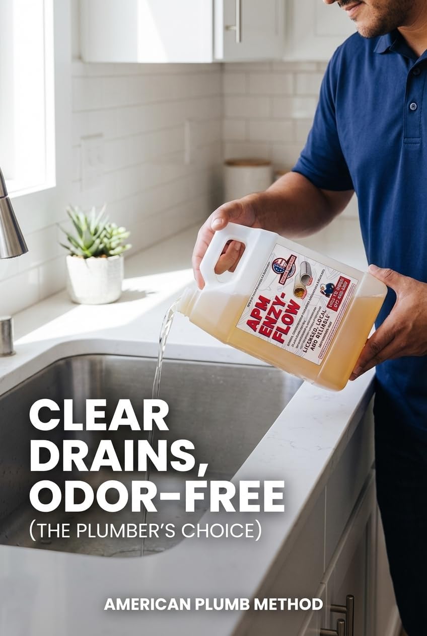 APM ENZY-FLOW Professional-Grade Drain Maintenance Enzyme Formula | Helps Break Down Grease, Soap Scum & Food Residue | Pipe-Safe Odor Control for Drains, Sewer & Septic Systems