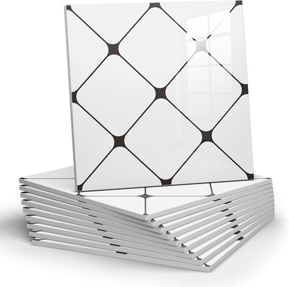 Chejiaye 10pcs Marble Peel and Stick Backsplash Waterproof Washroom Wall Panels, Peel and Stick Tile, PVC Foam Wall Panels for Kitchen,Bathroom,Living Room,Blue and Gold(Not Real Tile,11.8" x 11.8")