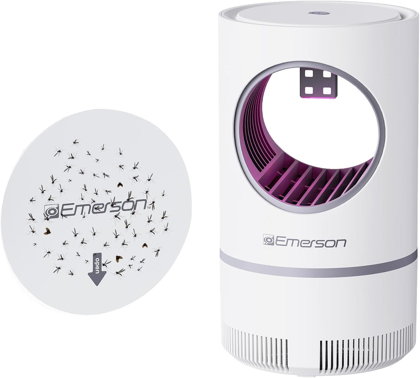Emerson ITM8110 Indoor Portable Flying Bug Catcher with UV LED light & Fan Suction, 24/7 Mess Free Alternative for Catching Flies, Fruit Flies, Moths, Gnats & More - Includes 3 Replacement Glue Boards