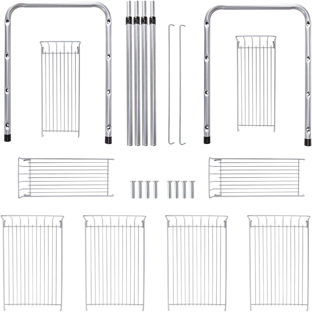 FlagShip 2 Tier Under Sink Organizers and Storage Rack Expandable Cabinet Shelf for Kitchen Bathroom Silver (17-25 inches)