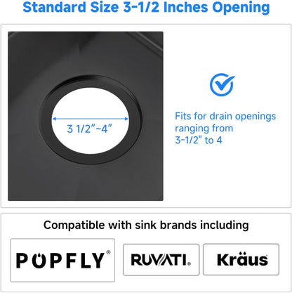 POPFLY 3-1/2 Inch Sink Drain Assembly Brushed 304 Stainless Steel Removable Deep Strainer Basket, Rust-Proof & Easy Install with Sealing Lid＆Tailpiece, for Home/Bathroom/Commercial Sinks