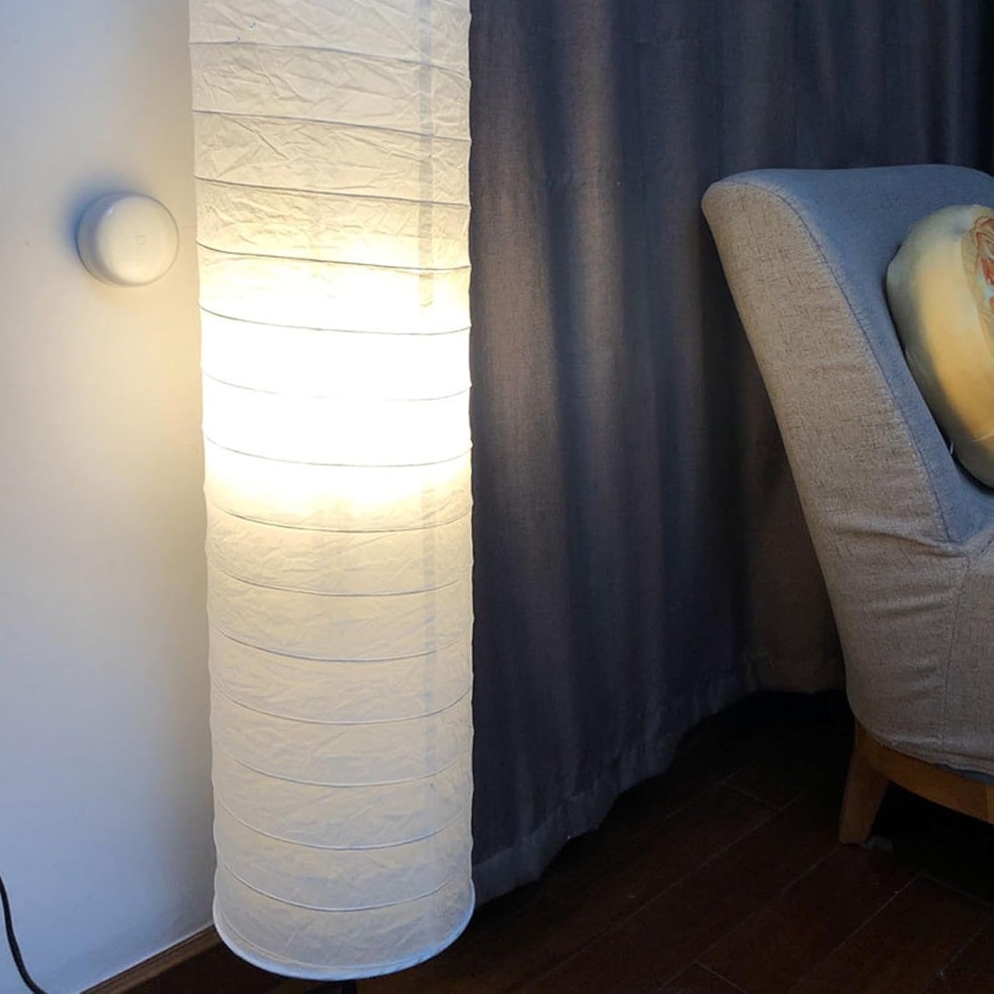 Paper Floor Lamp Shade Replacement Foldable Standing Nordic Style Light Cover Long Rice Paper Chandelier Protector for Home Hotel Bedroom White