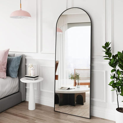 OGCAU Floor Full Length Mirror, 56"x20" Arched Full Body Mirror, Hanging or Leaning, Standing, Wall Mounted with Aluminum Frame for Bedroom Living Room, White