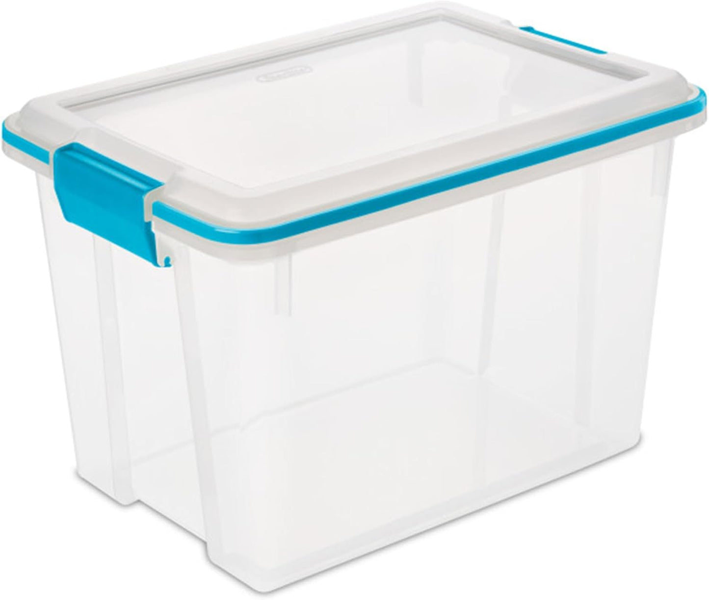 Sterilite 4-Pack Gasket Box, Home Storage Organizer Bins with Lids, 37 Quart – Stackable Clear Plastic Containers for Bedroom, Bathroom, Garage, Basement, or Attic