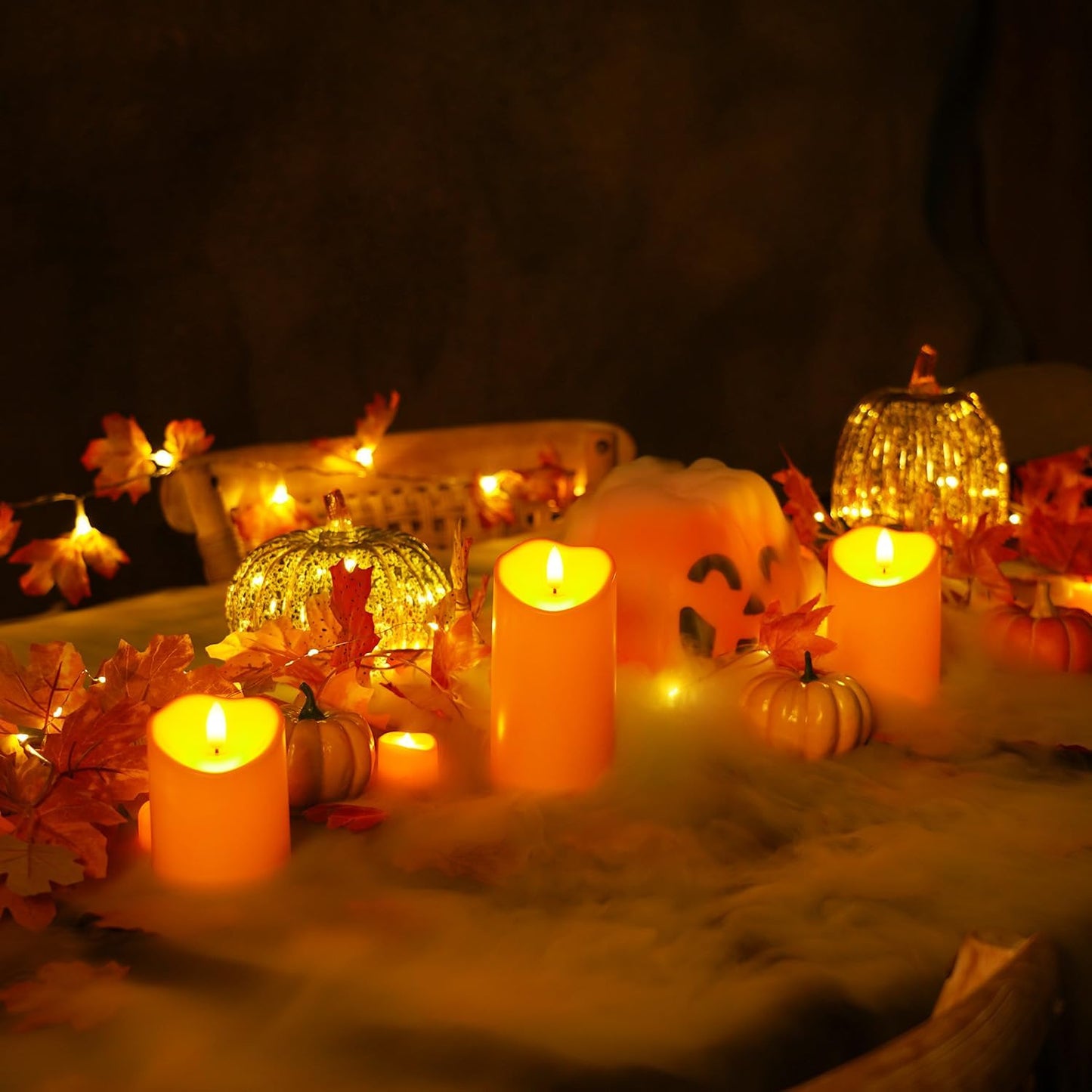 Homemory Black Flameless Candles, Halloween Candles Battery Operated with Remote and Timer, Flickering LED Pillar Candle for Theme Party, Holiday Decor, Set of 3