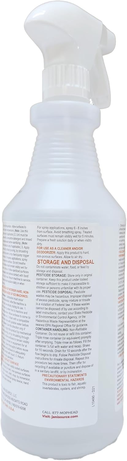 Bussit Clean Foodservice Surface Sanitizer & Cleaner, Spray and Wipe, Kills 99.9% of Kitchen Bacteria, 1 Quart (Each)