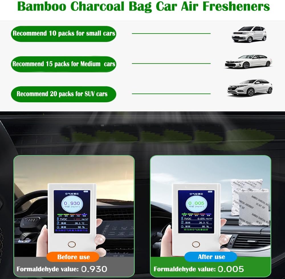 30Pack Activated Charcoal Odor Absorber for Strong Odors in Car,Closet,Shoe | Natural Activated Charcoal Air Purifying Bag Odor Eliminator; 10g/Pack Air Freshener for Home,Car,Closet,Shoe,Basement,Pet