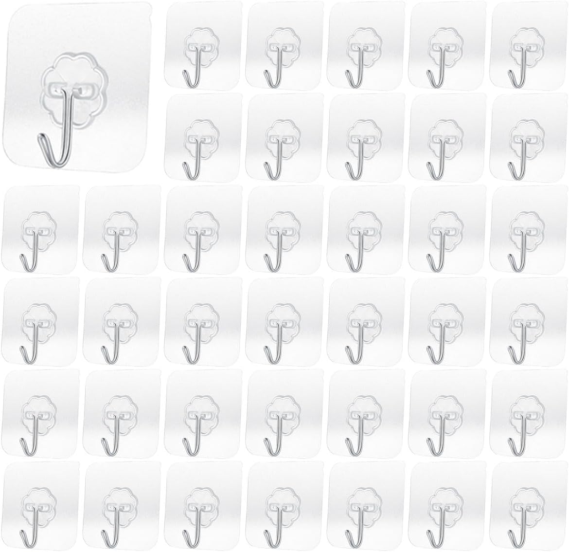 8 Pack Large Adhesive Hooks 22Ib(Max),Waterproof and Rustproof Wall Hooks for Hanging Heavy Duty,Stainless Steel Towel and Coats Hooks to use Inside Kitchen Bathroom Home and Office