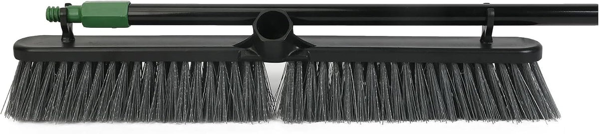 24-Inch Push Broom with 59" Metal Handle, Heavy-Duty Outdoor Broom with Stiff Flagged Bristles for Garage, Driveway & Patio