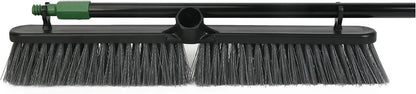 24-Inch Push Broom with 59" Metal Handle, Heavy-Duty Outdoor Broom with Stiff Flagged Bristles for Garage, Driveway & Patio