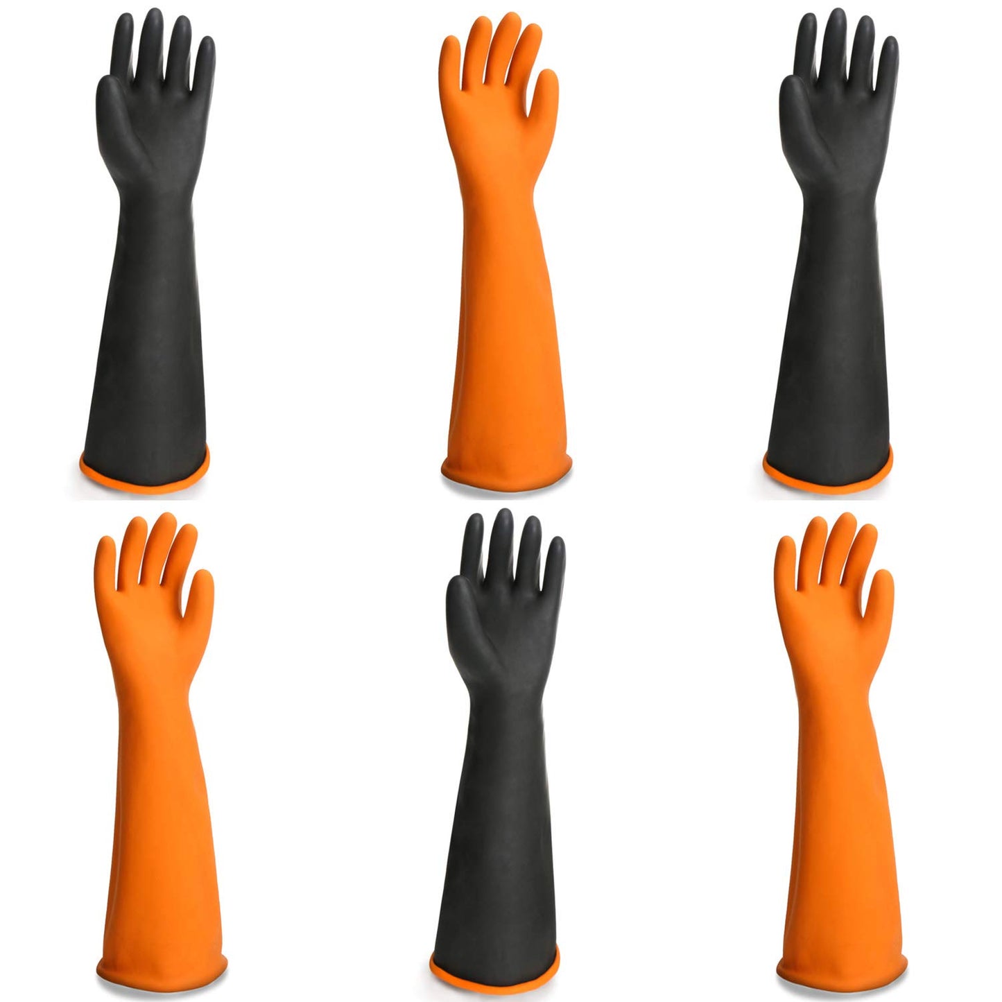 Black Rubber Gloves Extra Large, 22" Long Chemical Resistant Gloves, Waterproof Reusable Dishwashing Household Cleaning Safety Work Heavy Duty Industrial Rubber Glove, 1 Pair XXL