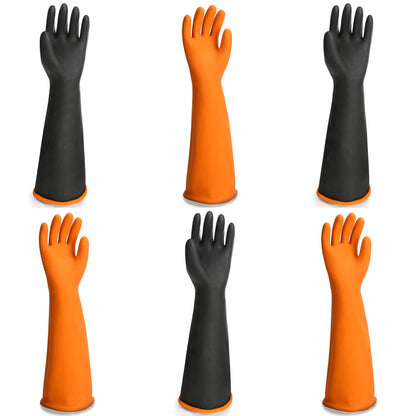 Black Rubber Gloves Extra Large, 22" Long Chemical Resistant Gloves, Waterproof Reusable Dishwashing Household Cleaning Safety Work Heavy Duty Industrial Rubber Glove, 1 Pair XXL
