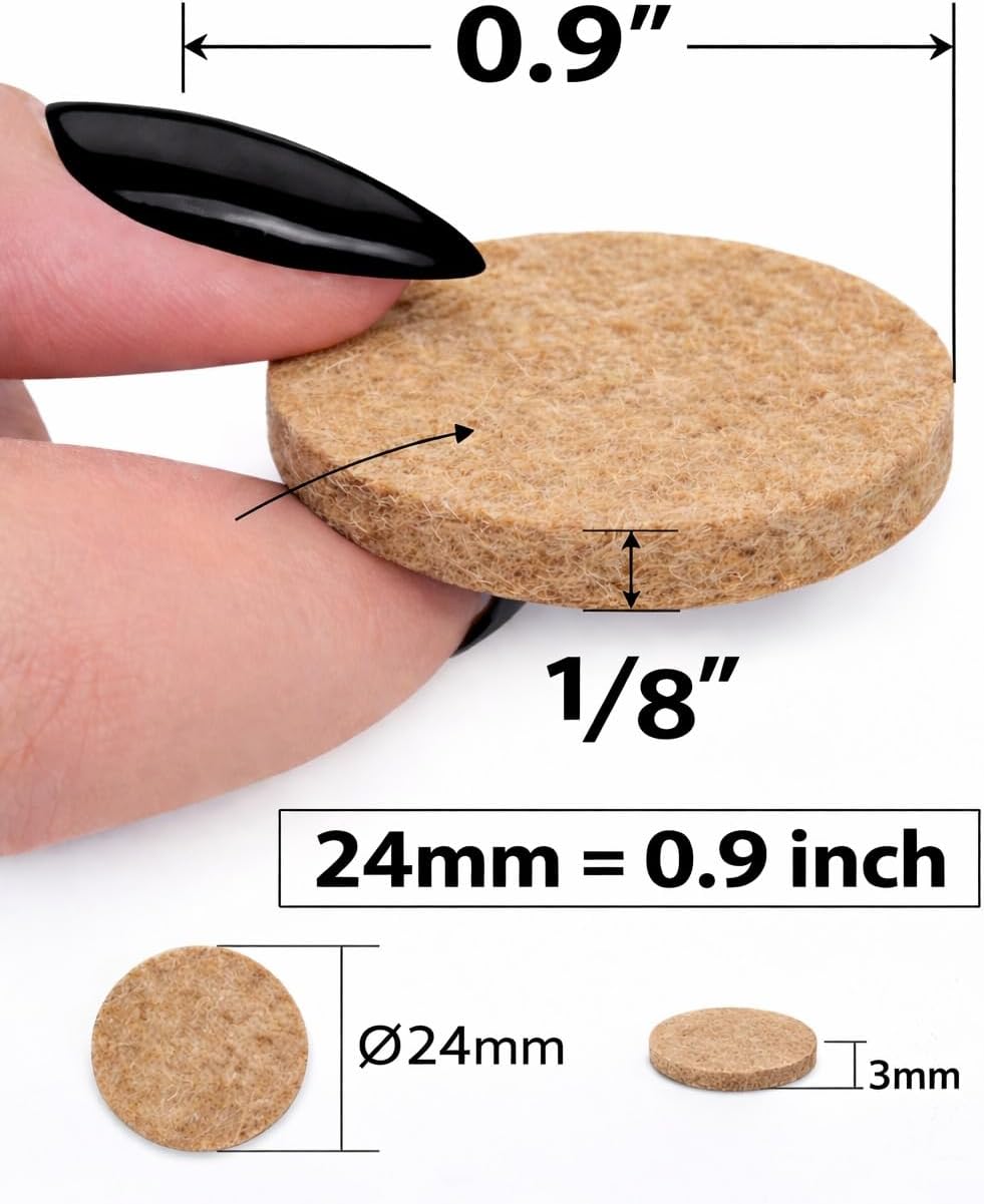Felt Furniture Pads Corlevito 66 PCS (0.9") – Chair Leg Floor Protectors for Hardwood Floors, Strong Adhesive Anti Scratch Felt Pads for Furniture,Noise Reducing Furniture Pads (Brown)