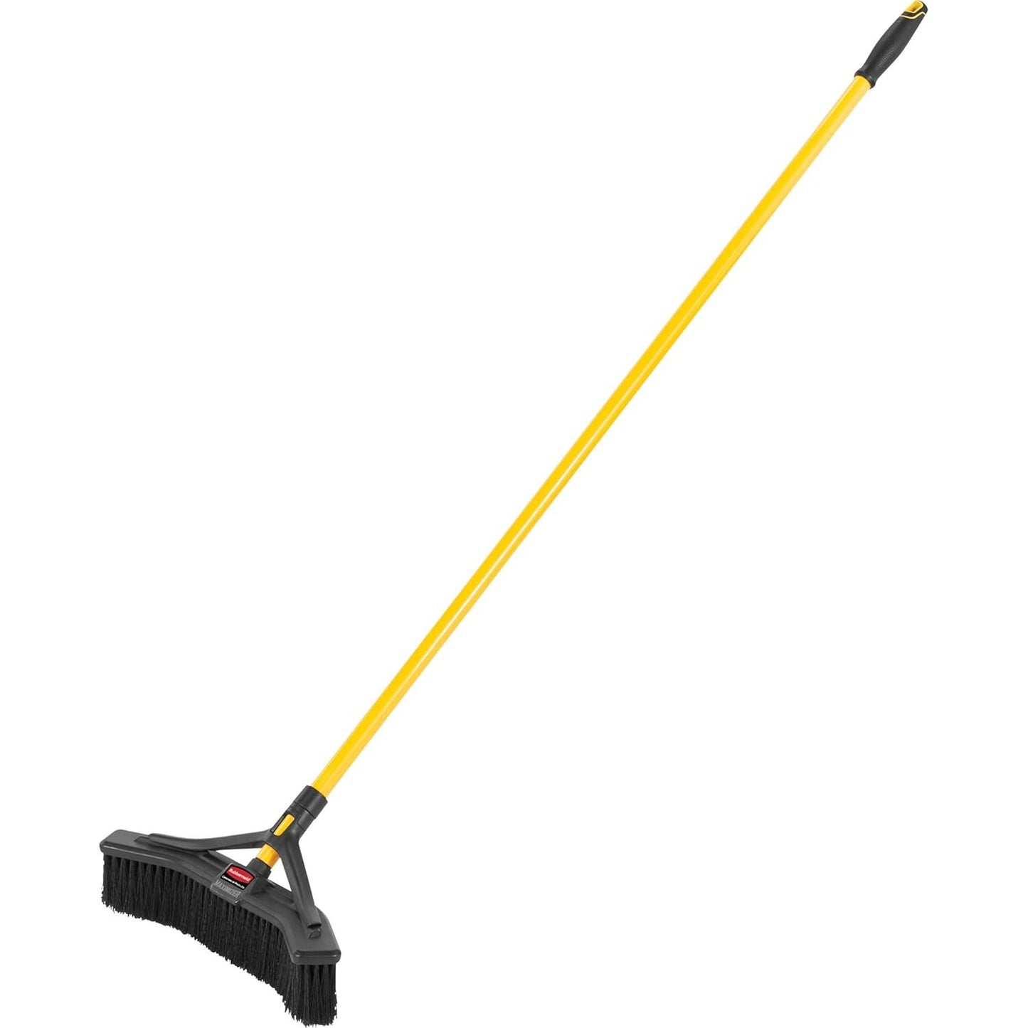Rubbermaid Commercial Products Maximizer 36" Push to Center Push Broom Polypropylene Fill Black Angled Sides Medium Bristles for Indoor/Outdoor Multi-Surface Use