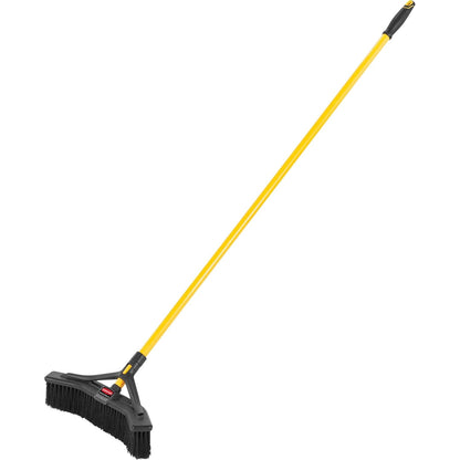 Rubbermaid Commercial Products Maximizer 36" Push to Center Push Broom Polypropylene Fill Black Angled Sides Medium Bristles for Indoor/Outdoor Multi-Surface Use