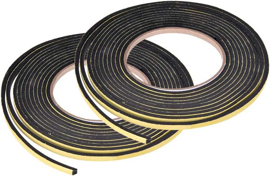 uxcell Sealing Foam Tape 5mm Wide 3mm Thick 4m/13ft Long, Self Adhesive Weather Strip for Window Door Insulation, Pack of 2